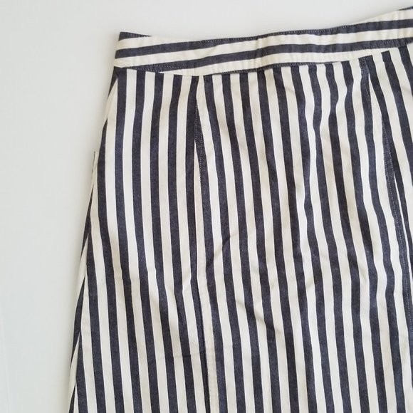 Retro Anthro Denim Striped Mini Skirt Full Button Front - Picture 9 of 10
